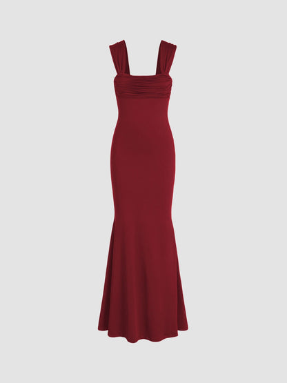 Damen Maxikleid Figurbetont Gerafftes Oberteil Norvielle