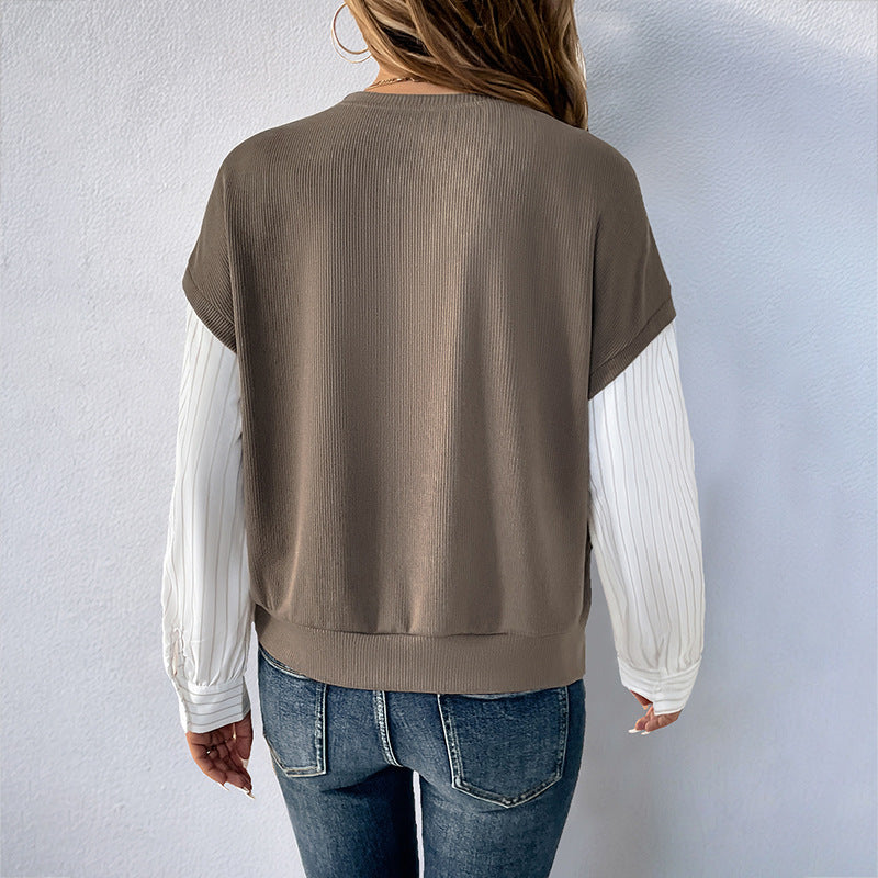 Damen Oberteil Lagenlook Krempelärmel Norvielle