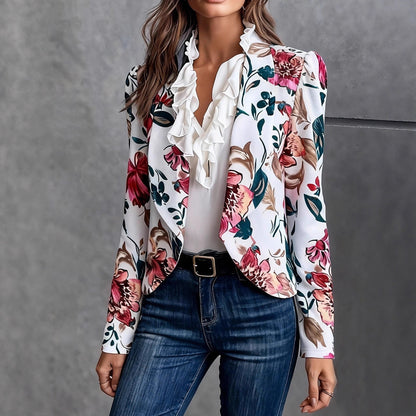 Damen Blazer Florales Design Rüschendetails Norvielle - Norvielle