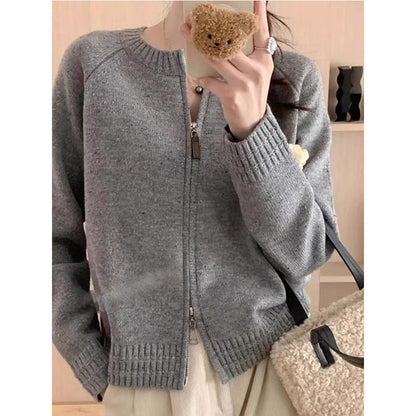 Damen Strickjacke Reißverschluss Hochkragen Norvielle