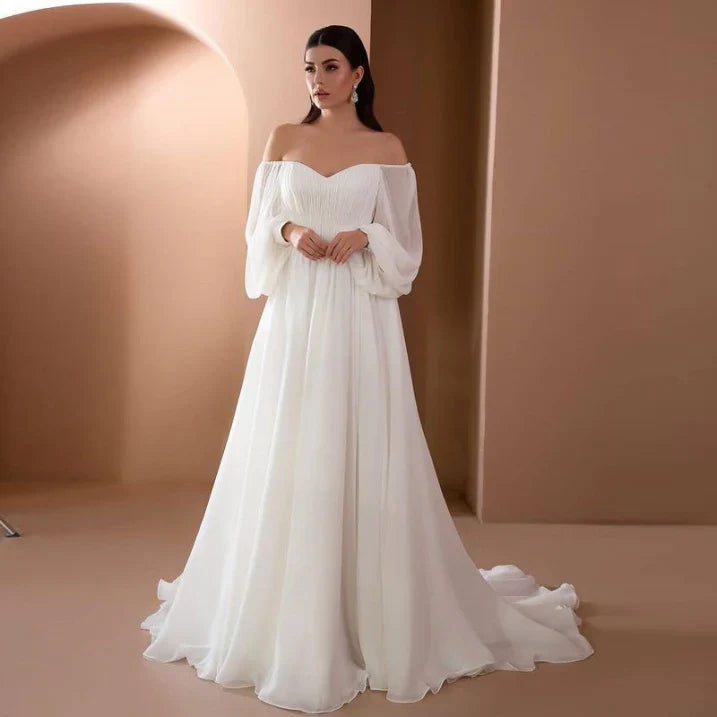Damen Maxikleid Hochzeitsgäste Carmen-Ausschnitt - Norvielle
