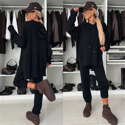 Damen Sportliches Loungewear-Set mit Kapuze Weit Norvielle