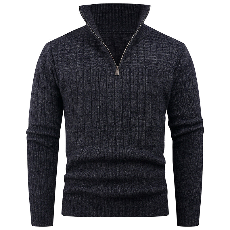 Herren Strickpullover Moderner Reißverschluss Rippstruktur Bequem