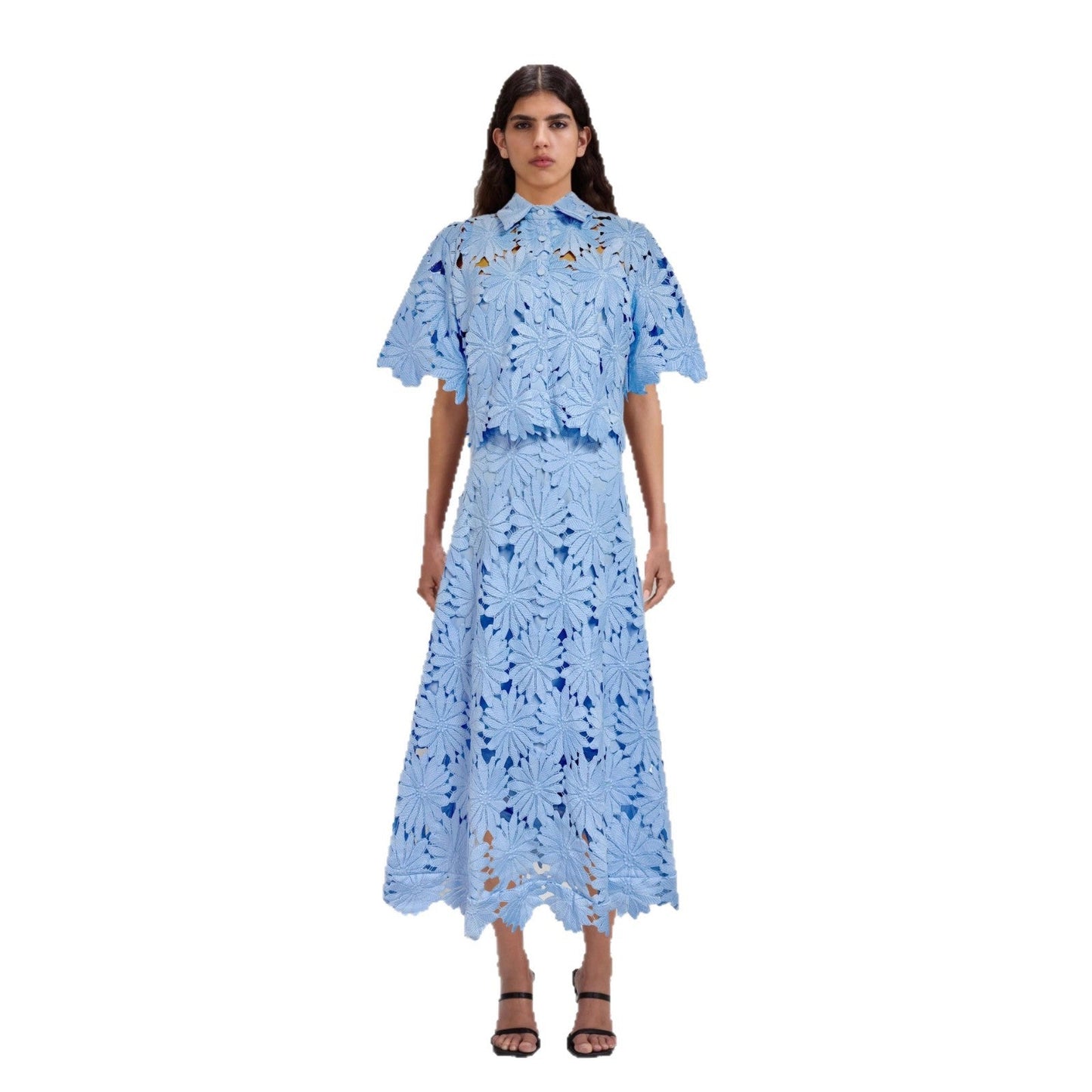 Damen Blumenkleid Hochgeschlossener Kragen Voluminöse Ärmel Norvielle