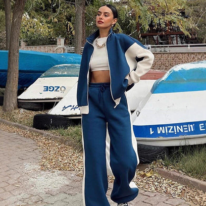 Damen Sportset Hochgeschlossener Kragen Weite Hose Norvielle