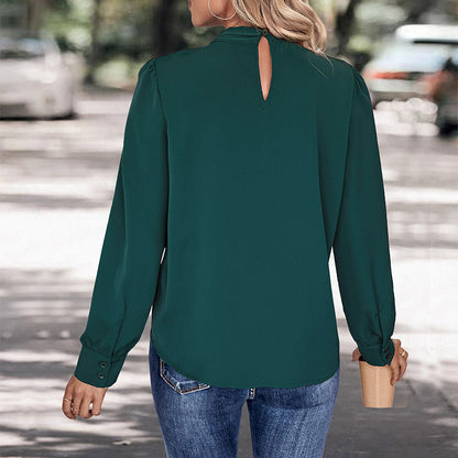 Damen Bluse Stehkragen Puffärmel Norvielle