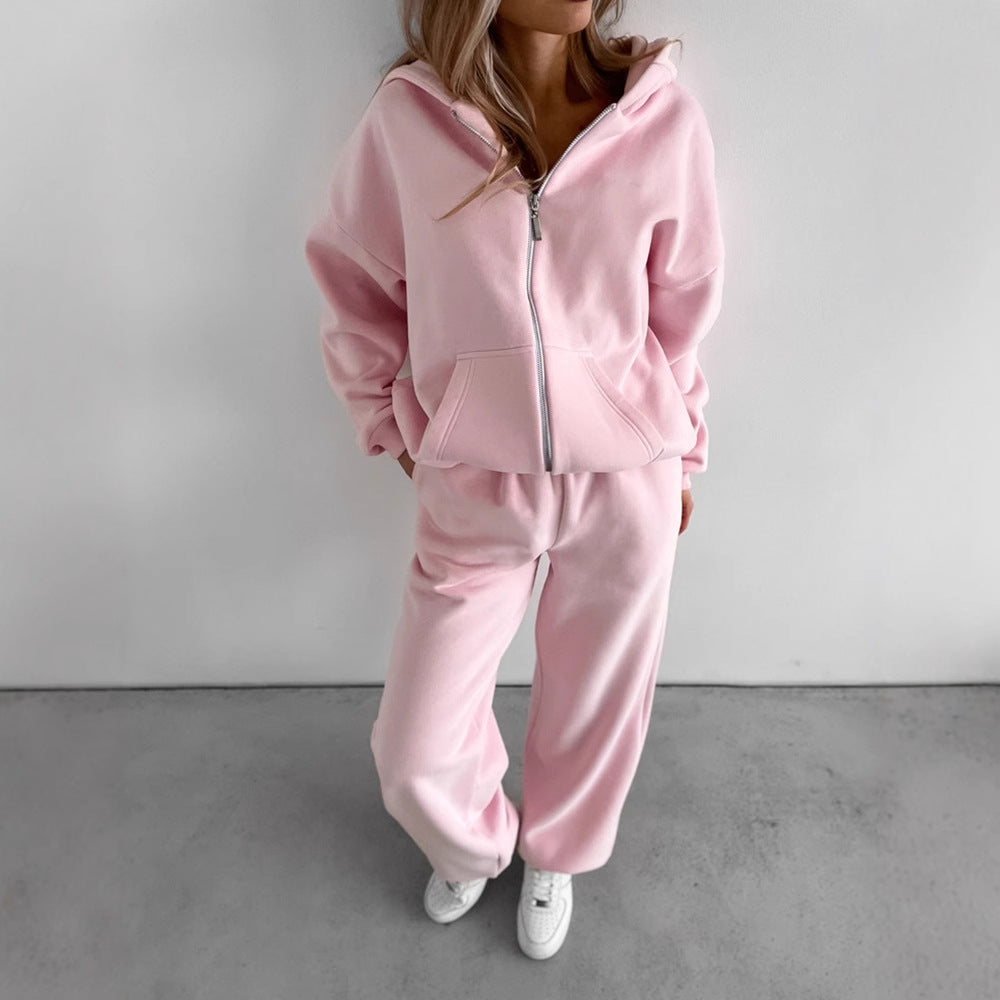 Damen Fleece-Set mit Hochgeschnittener Hose und Kapuzenjacke Norvielle