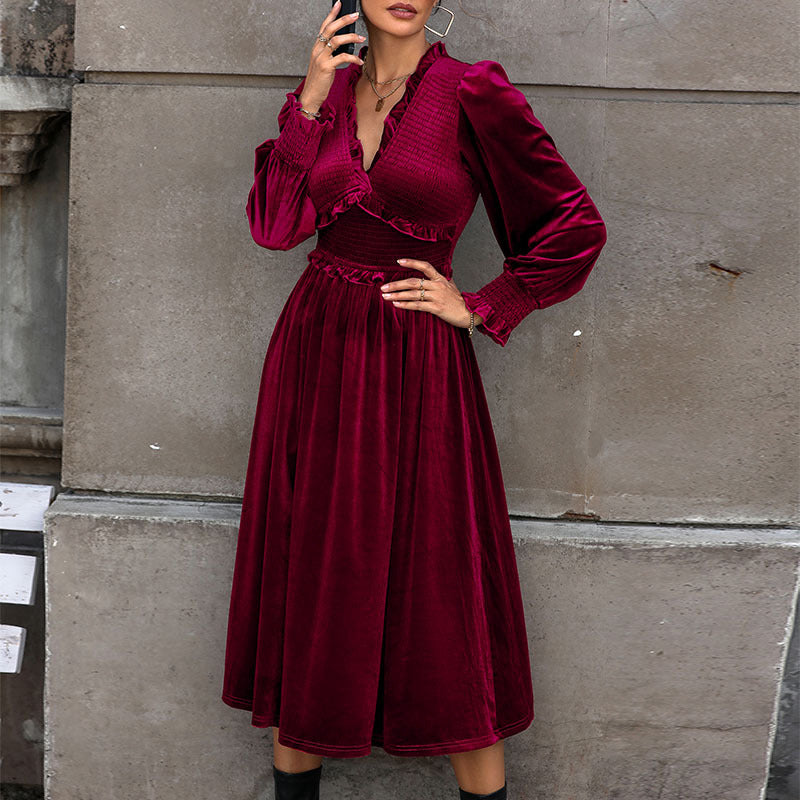 Damen Midikleid Rüschendetails Langer Ärmel Norvielle - Norvielle