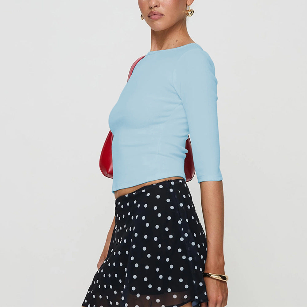 Damen Langarmshirt Rundhalsausschnitt Figurschmeichelnd Norvielle
