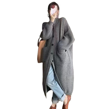 Damen Strickcardigan Groß Knopfverschluss Taschen Norvielle
