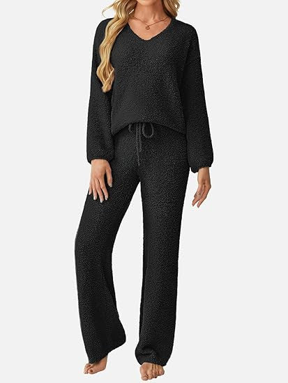 Damen Lounge-Set Weiches Strukturiertes Material Norvielle