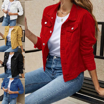 Damen Jeansjacke Klassischer Schnitt Mit Taschen Blau - Norvielle