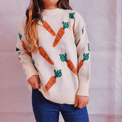 Damen Strickpullover Oversized Karottenmuster Norvielle - Norvielle