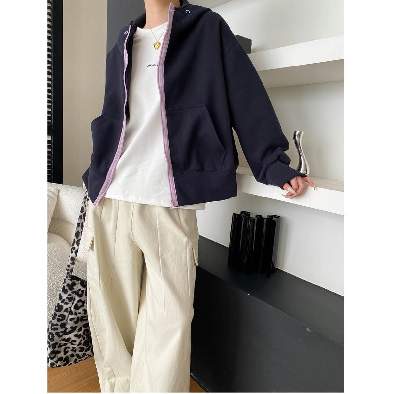 Damen Kapuzenjacke mit Kontrastreißverschluss und Taschen Norvielle