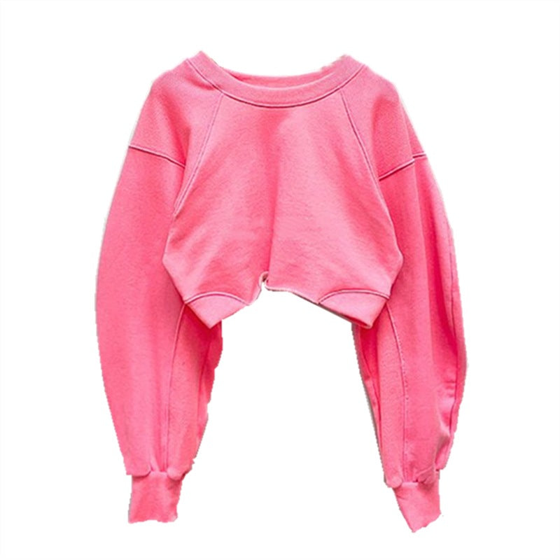 Damen Cropped Sweatshirt Voluminöse Ärmel Norvielle