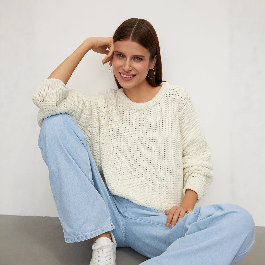 Damen Oversized Strickpullover Lässiger Schnitt