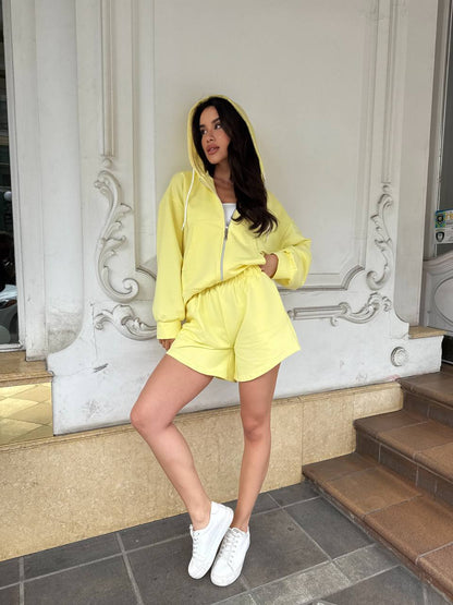 Damen Hoodie Shorts Set Lässig Norvielle
