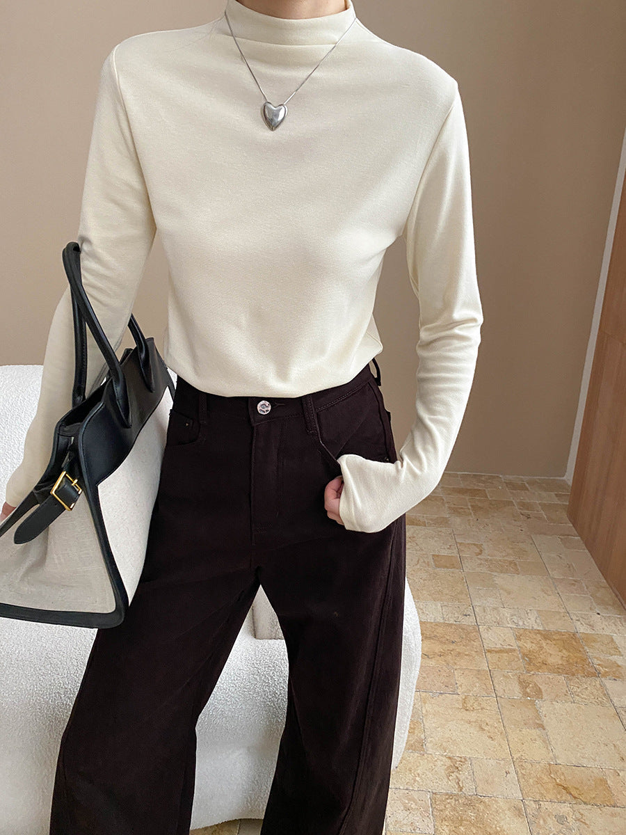 Damen Langarmshirt Stehkragen Elegantes Design Norvielle