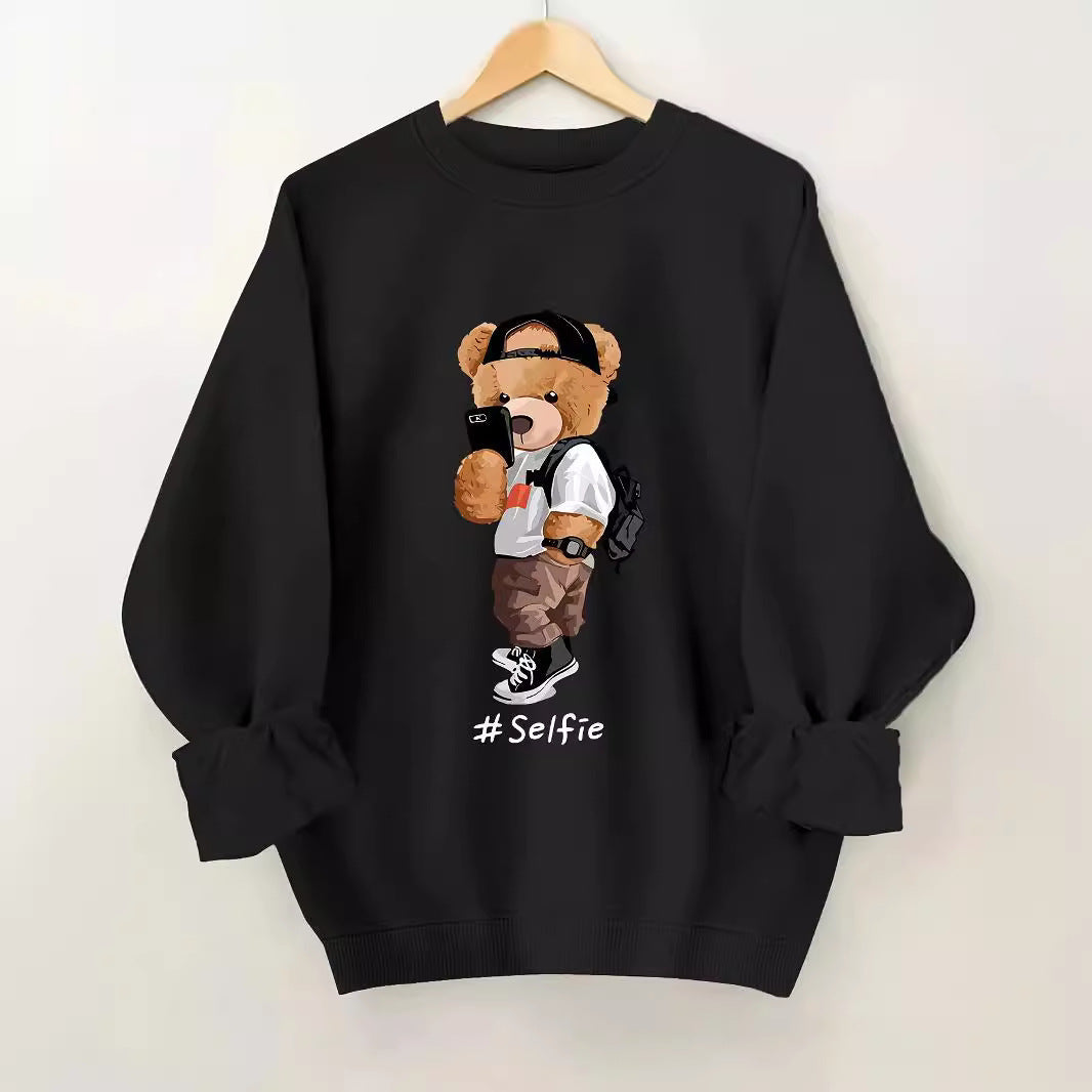 Damen Sweatshirt Bärendesign Lässig Grau Norvielle - Norvielle