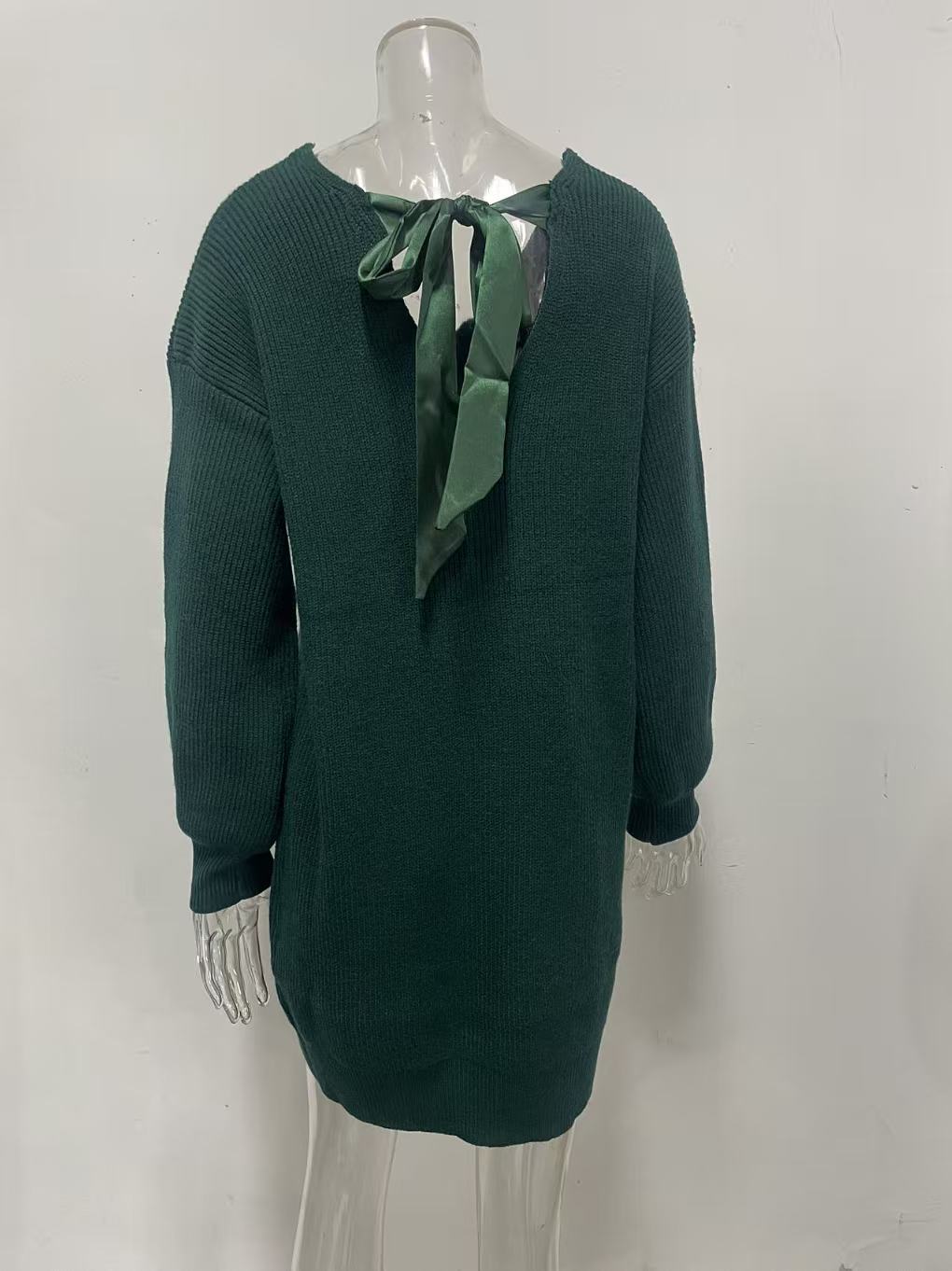 Damen Strickkleid Rückenausschnitt Schleife Norvielle