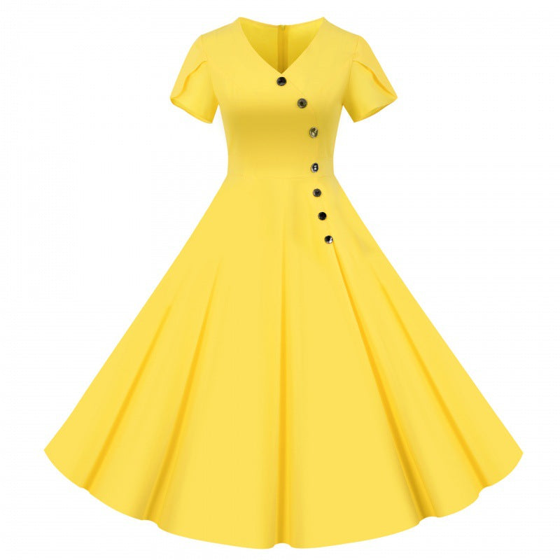 Damen Swingkleid V-Ausschnitt Weit Rock Norvielle - Norvielle