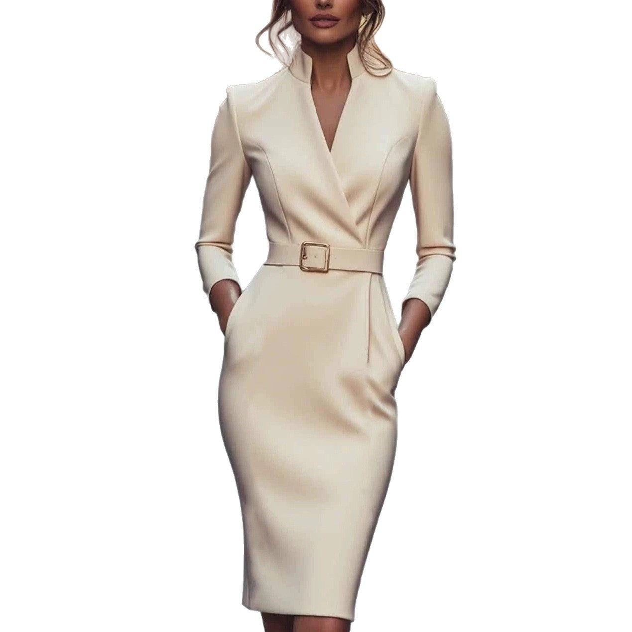Damen Elegantes Ankleid Tailliert Gürtel Norvielle