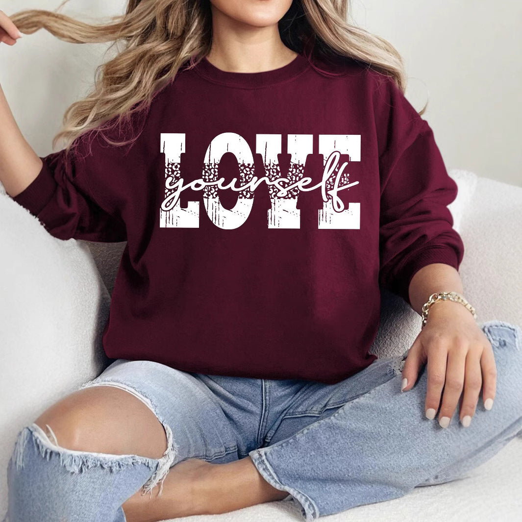 Damen Sweatshirt Lässig Mit Love Schriftzug