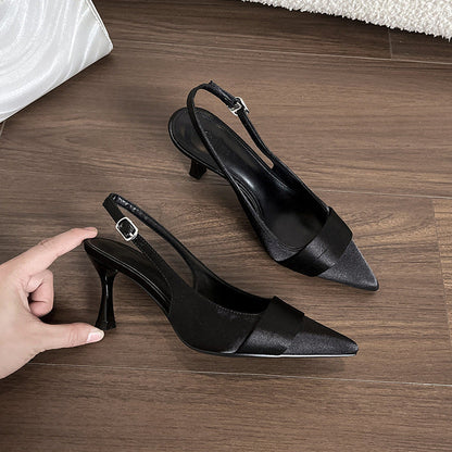 Damen Sling-Pumps Satin Elegantes Design Höherer Absatz