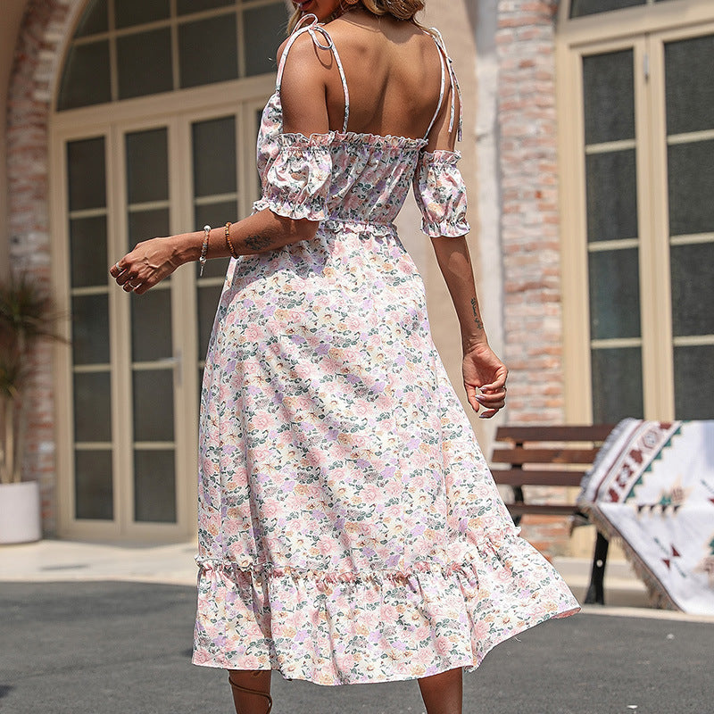Damen Sommerkleid mit Rüschenärmeln Florales Design Norvielle