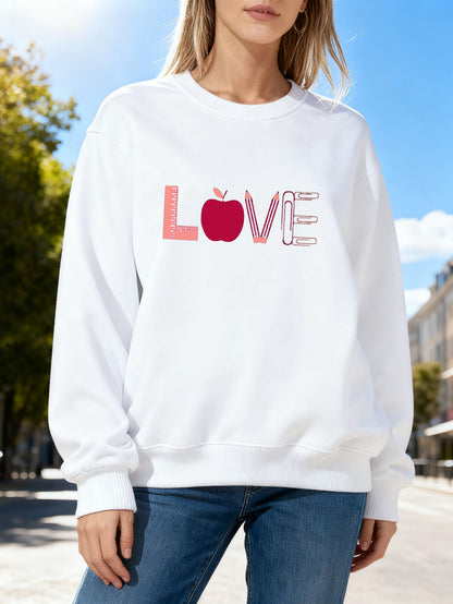 Damen Sweatshirt Kreatives Love-Motiv Norvielle