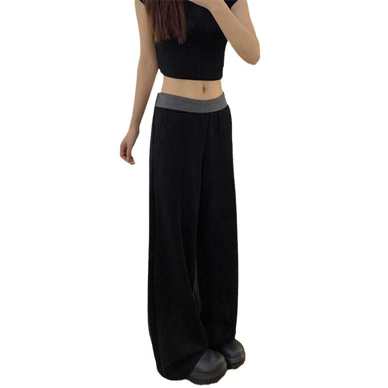 Damen Stoffhose Weites Bein Elastischer Bund