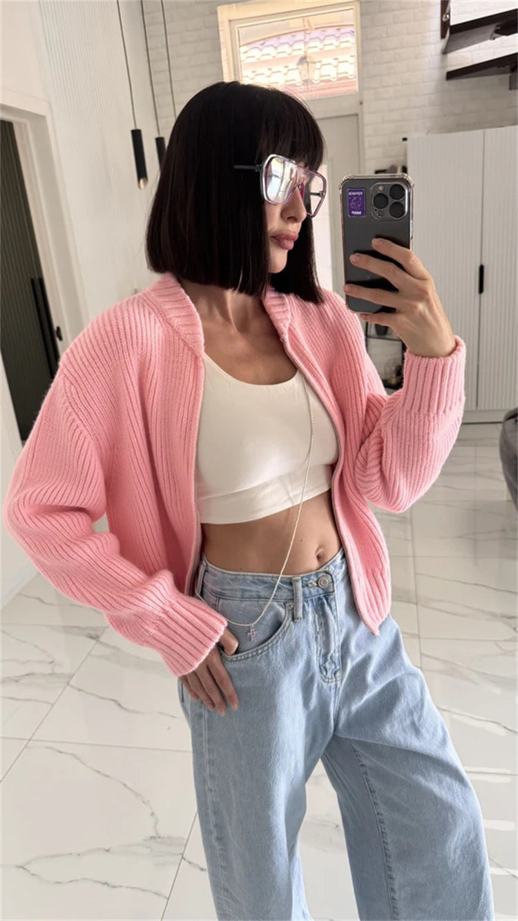 Damen Strickpullover Lässig Reißverschluss Norvielle