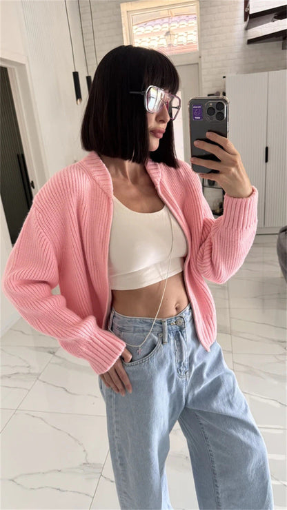 Damen Strickpullover Lässig Reißverschluss Norvielle