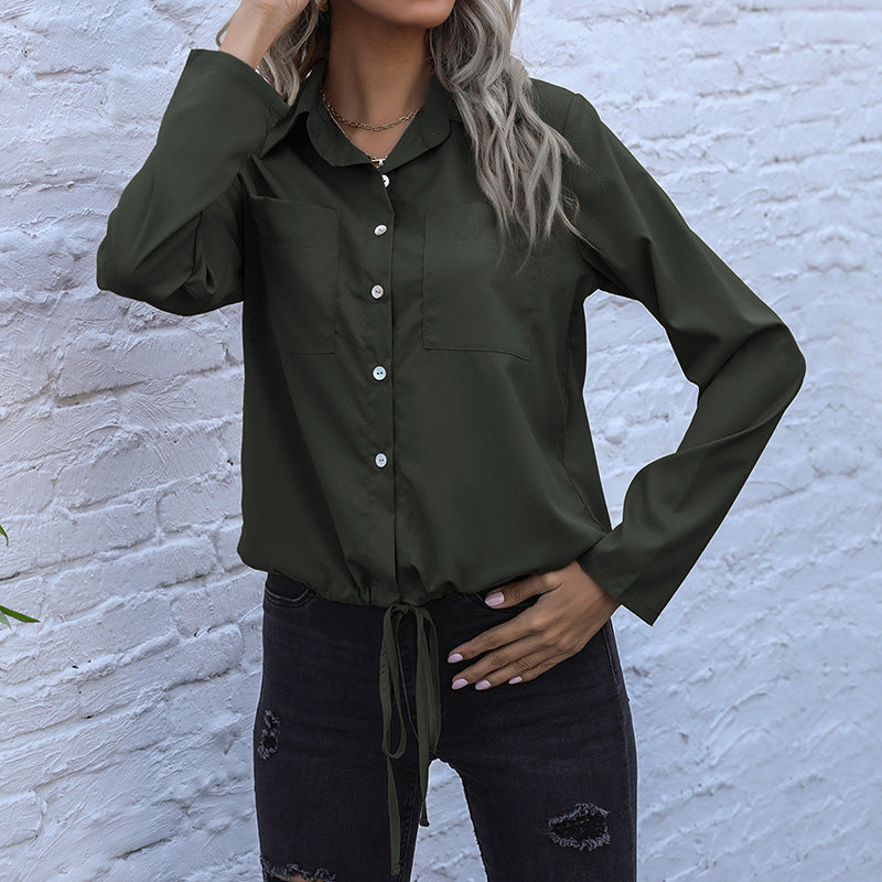 Damen Bluse Verkürzte Vorderseite Knopfdesign Weiß