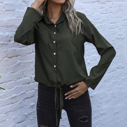 Damen Bluse Verkürzte Vorderseite Knopfdesign Weiß
