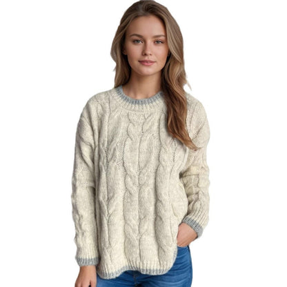 Damen Grobstrickpullover Zopfdesign Norvielle