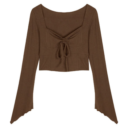 Damen Cropped- mit Knotendetail Weite Ärmel