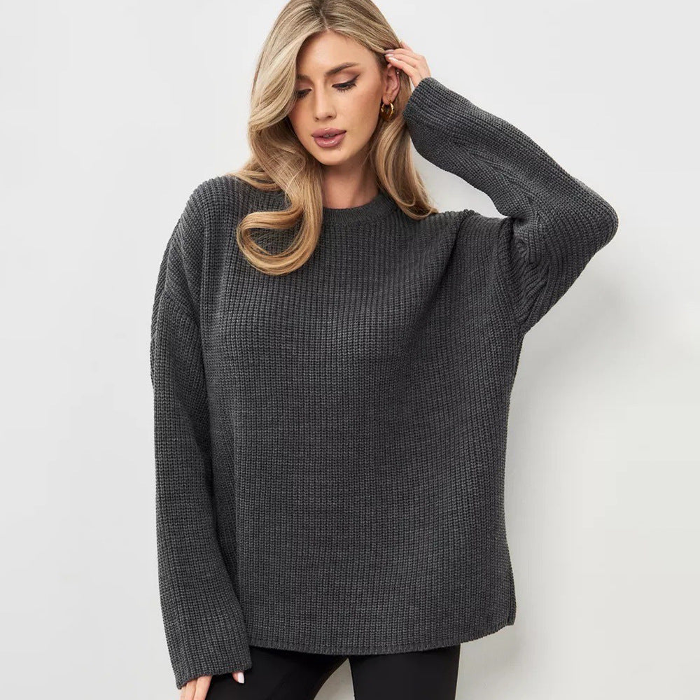 Damen Grobstrickpullover Weiches Material Beige