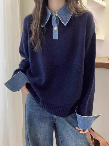 Damen Pullover Sportlicher Kragen Norvielle