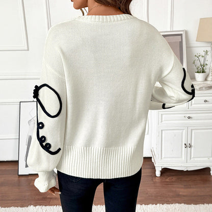 Damen Strickpullover Floral Norvielle Hochkragen