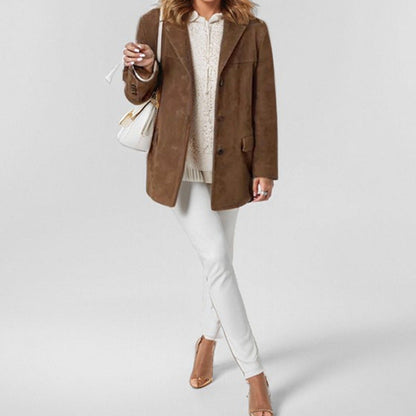 Damen Wildlederjacke Lässige Passform Norvielle