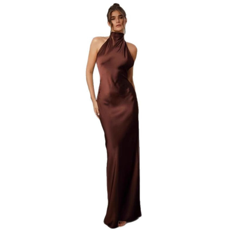 Damen Abendkleid Elegant Rückenausschnitt Fließender Stoff Norvielle