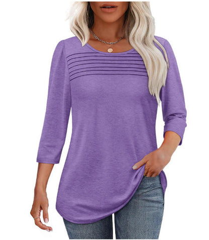 Damen Langarmshirt Plissee-Details Norvielle