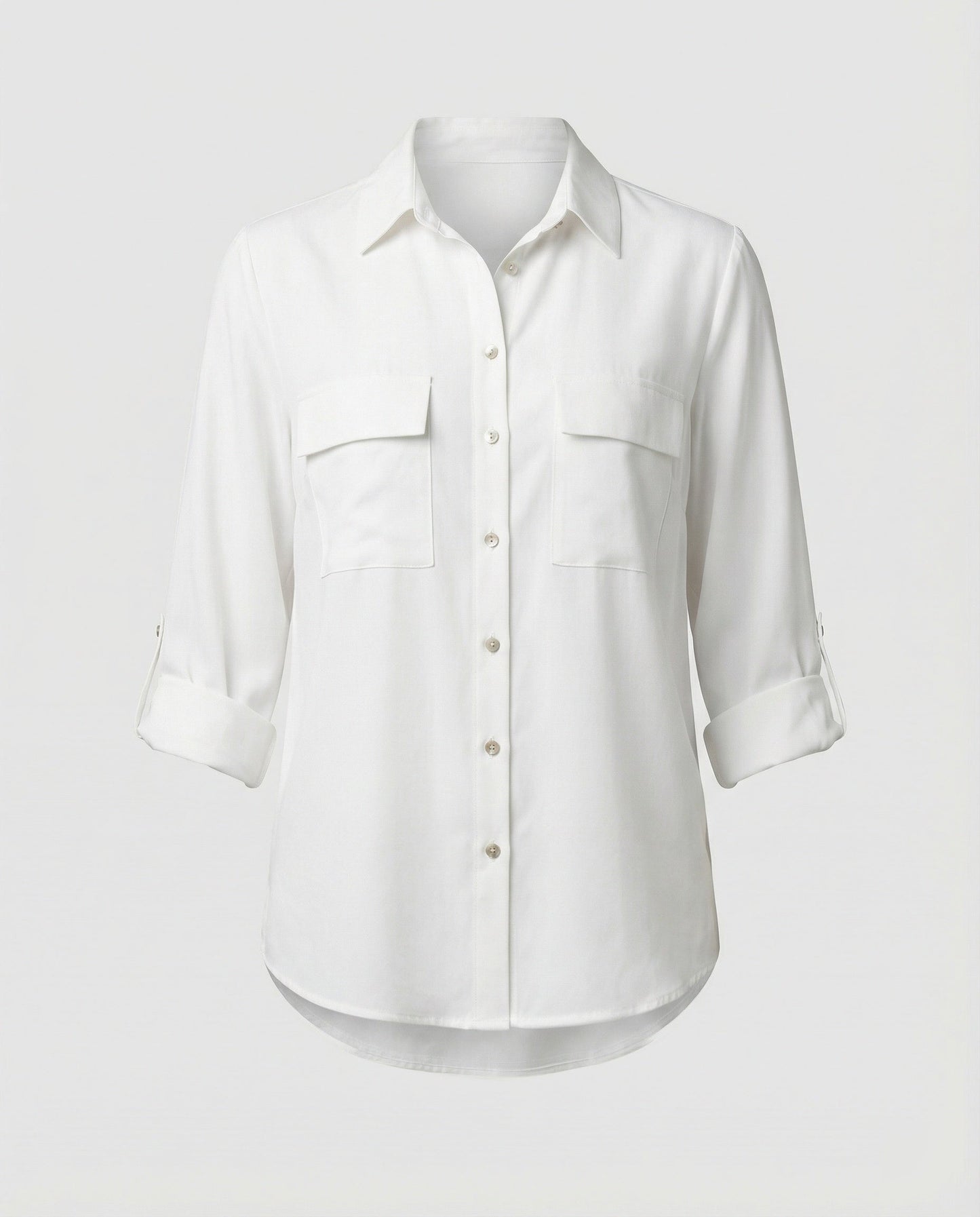 Damen Bluse Klassischer Schnitt Mit Taschen