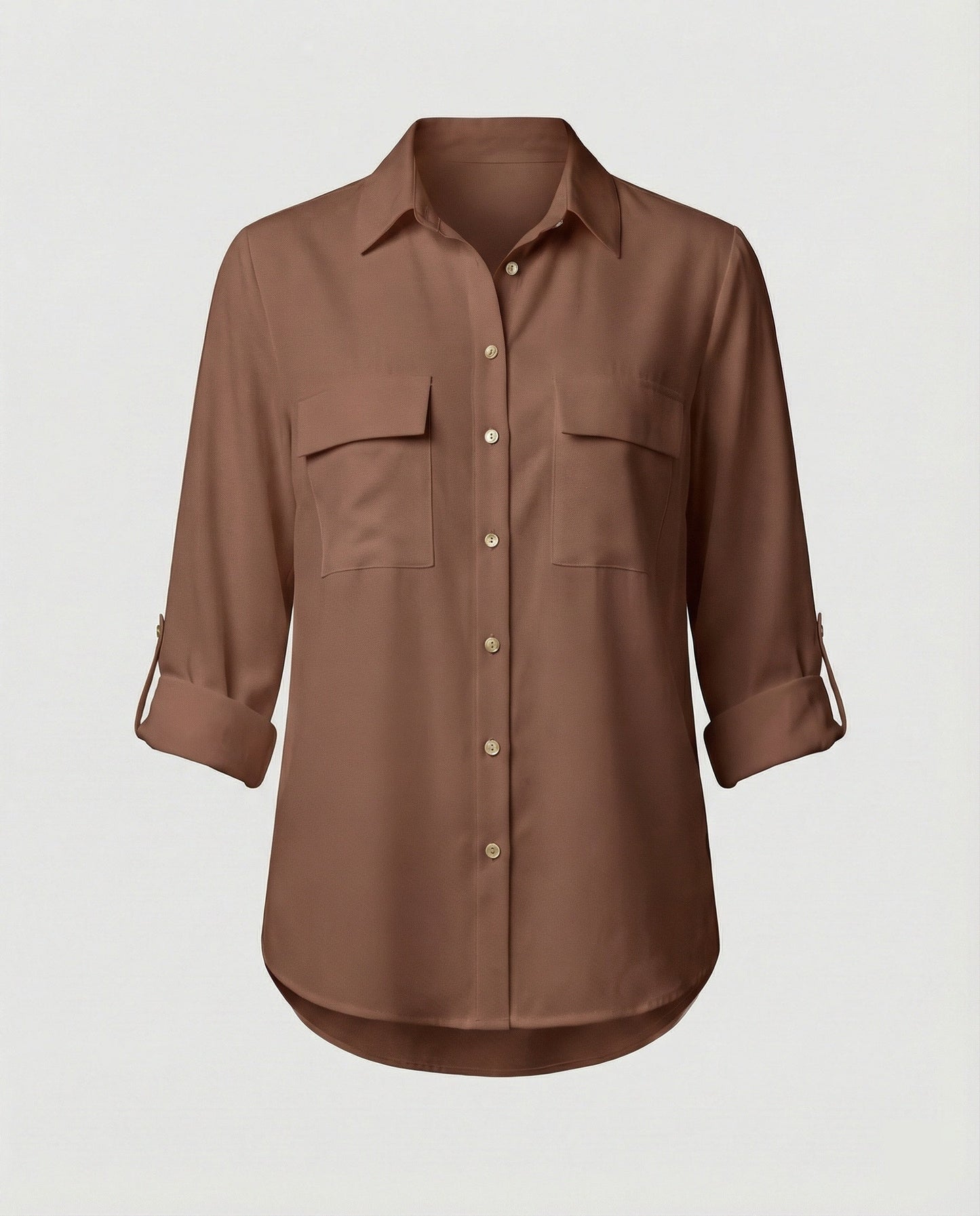 Damen Bluse Klassischer Schnitt Mit Taschen