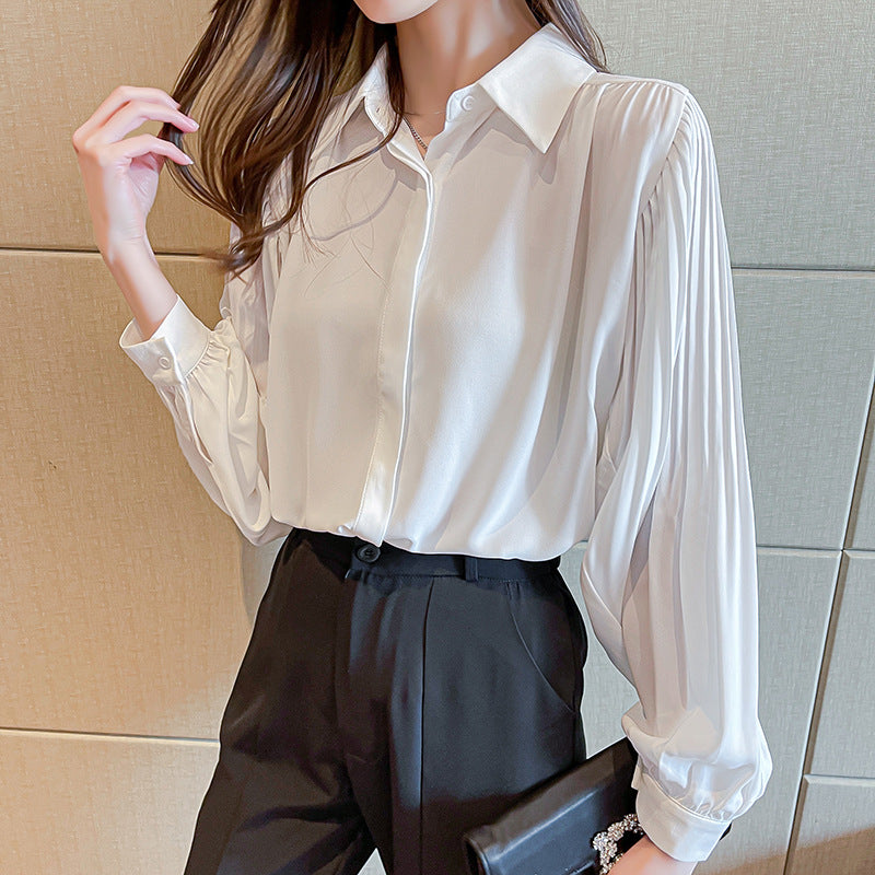 Damen Bluse Rüschenärmel Knöpfe Norvielle