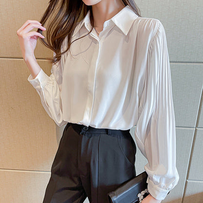 Damen Bluse Rüschenärmel Knöpfe Norvielle