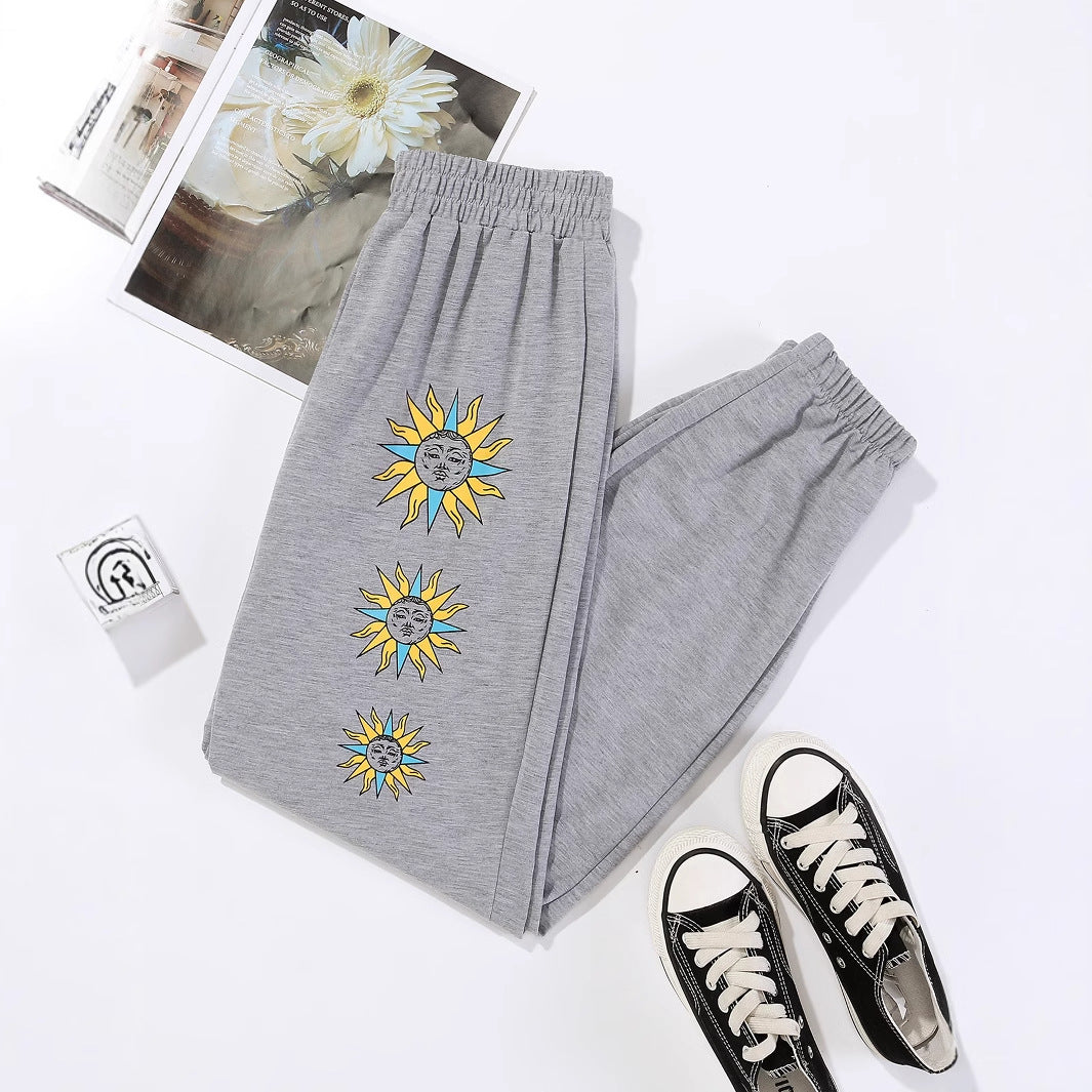 Damen Sweatpants Bequem Sonnenmotiv Norvielle - Norvielle