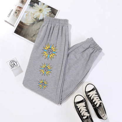 Damen Sweatpants Bequem Sonnenmotiv Norvielle - Norvielle