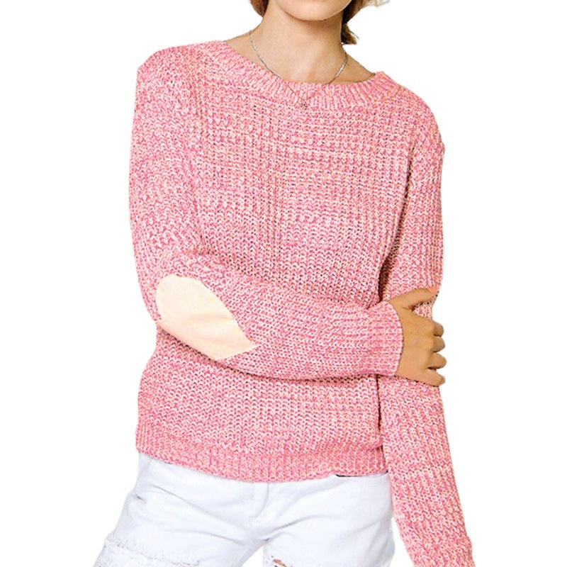 Damen Strickpullover Herz-Applikation Moderner Schnitt Norvielle